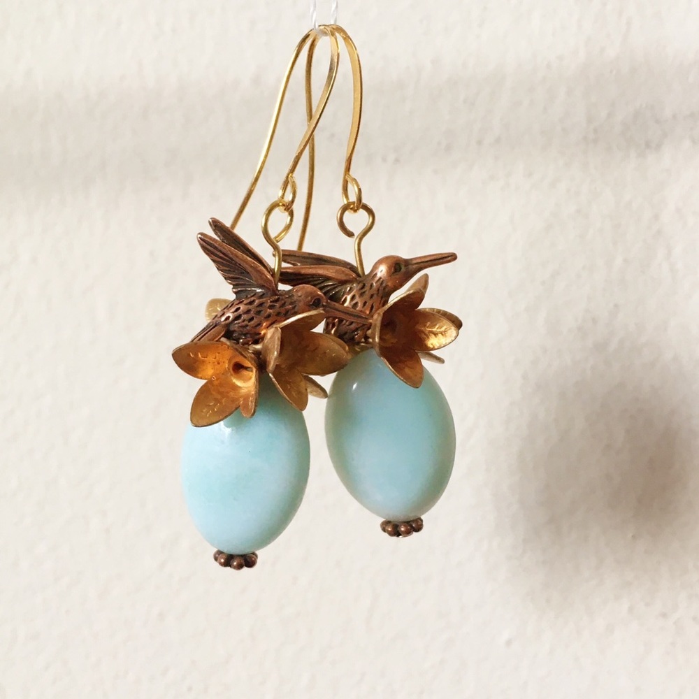 Hummingbird flower earrings